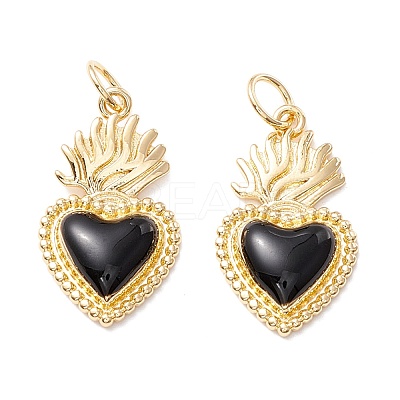 Golden Tone Brass Enamel Pendants KK-K750-01G-F-1