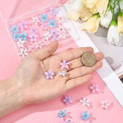 30Pcs 5 Colors Zinc Alloy Resin Hair Fastener OHAR-SC0001-16A-1