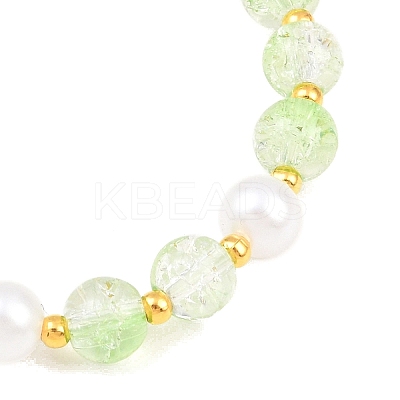 Imitation Pearl Glass & Acrylic Round Beaded Stretch Bracelets BJEW-JB10083-02-1