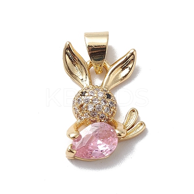 Rack Plating Brass Cubic Zirconia Charms KK-E003-36G-02-1