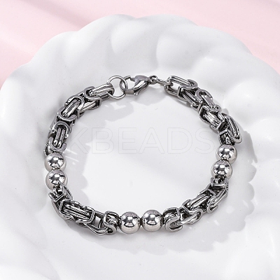 201 Stainless Steel Byzantine Chain Bracelets BJEW-B078-167P-1