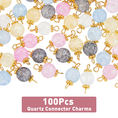 100Pcs Synthetic Crackle Quartz Connector Charms FIND-DC0002-50-1