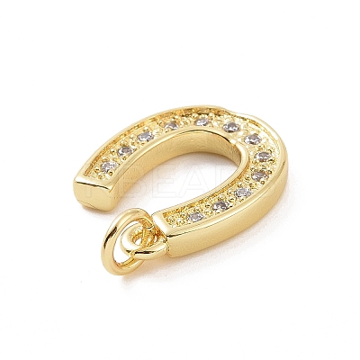 Brass Micro Pave Cubic Zirconia U Shape Charms KK-C012-24G-1