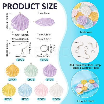 DIY Resin Shell Shape Earring Kits DIY-TA0011-06-1