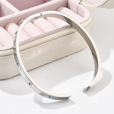 Eye 304 Stainless Steel Rhinestone Bangles for Women BJEW-Z092-09P-1