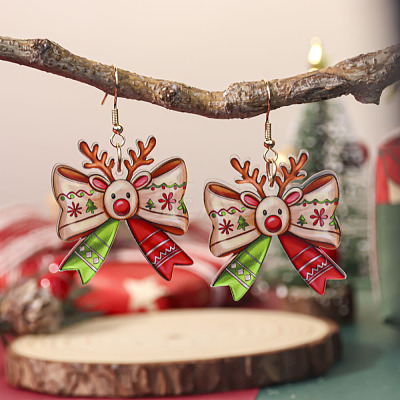 Christmas Theme Iron Acrylic Dangle Earrings FS-WGD1984-04-1