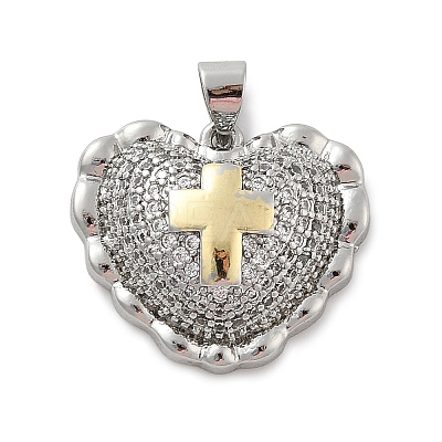 Brass Micro Pave Cubic Zirconia Pendants KK-C091-02B-PG-1