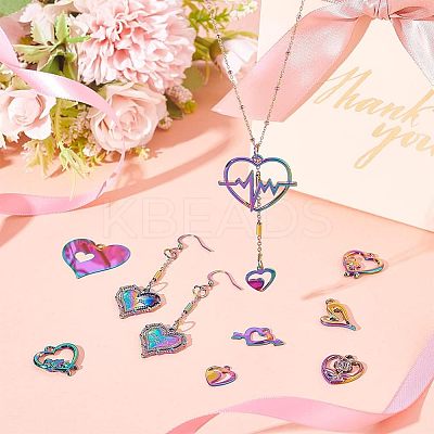 32Pcs 8 Style  Valentine's Day Ion Plating(IP) 201 Stainless Steel & Alloy Pendants STAS-UN0039-03-1