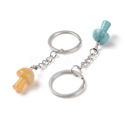 Mushroom Natural & Synthetic Gemstone Keychain KEYC-G055-03P-1