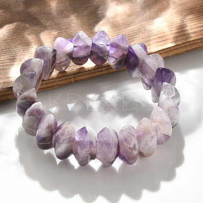 Bicone Natural Amethyst Beads Stretch Bracelets for Women Men BJEW-C097-05A-1