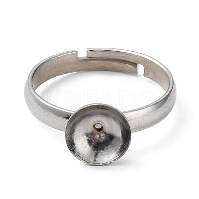Tarnish Resistant Adjustable 304 Stainless Steel Finger Rings Components X-STAS-E163-97P-1
