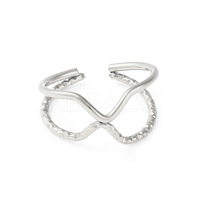 Non-Tarnish 304 Stainless Steel Open Cuff Rings RJEW-S418-02P-1