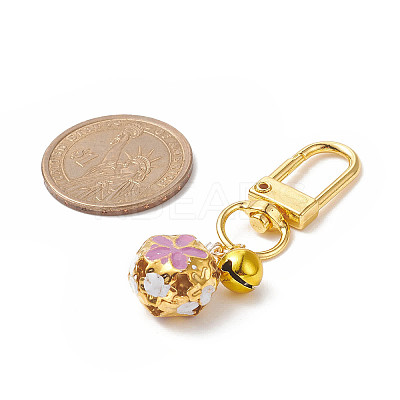 5Pcs 5 Colors Iron Enamel Pendant Swivel Bell Keychains HJEW-JM00867-1