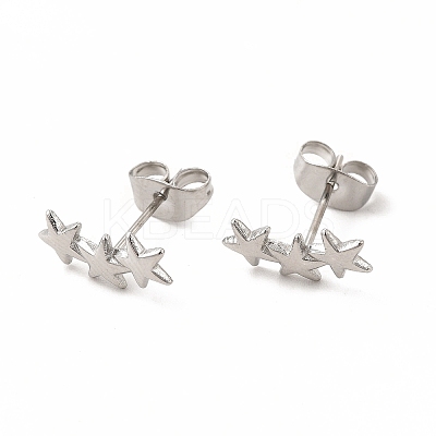 Non-Tarnish 304 Stainless Steel Star Stud Earrings for Women EJEW-C004-01P-1