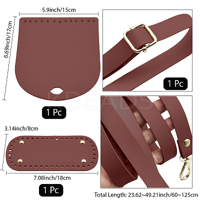 1 Bag Handmade PU Leather Crochet Shoulder Bag Accessories Kits DIY-CL0001-04C-1