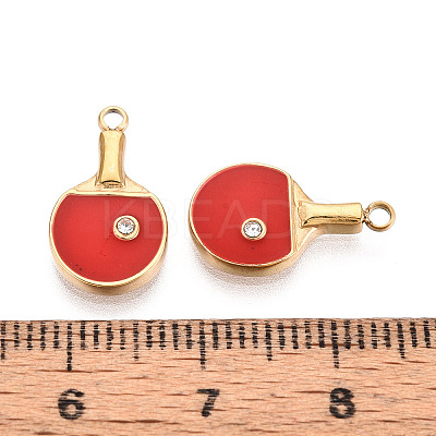 304 Stainless Steel Pave Crystal Rhinestone and Enamel Pendants STAS-T068-33-1