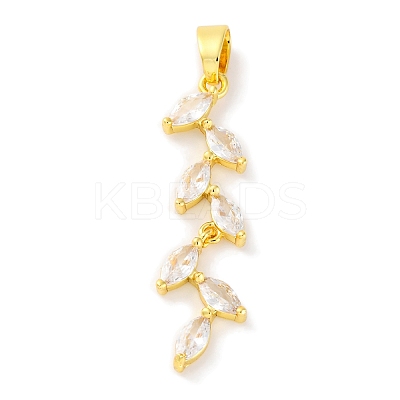 Rack Plating Brass Micro Pave Cubic Zirconia Pendants KK-F881-01G-1