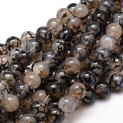 Dyed Natural Agate Round Beads Strands G-E321A-14mm-04-1
