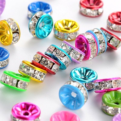 Painted Brass Rhinestone Spacer Beads RB-S010-8mm-M-1