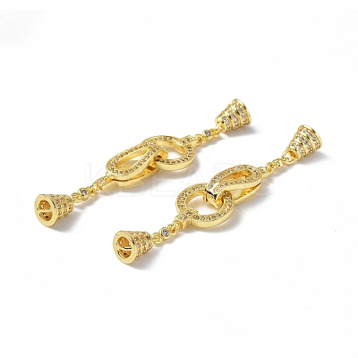 Brass Crystal Rhinestone Fold Over Clasps KK-P223-26G-1