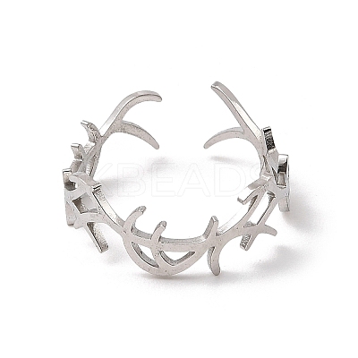 Non-Tarnish 304 Stainless Steel Open Cuff Rings RJEW-Q808-04A-P-1