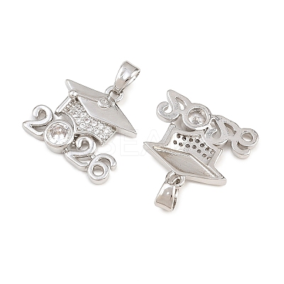 Brass Micro Pave Clear Cubic Zirconia Pendants KK-D223-01P-1