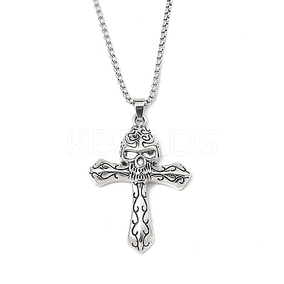 Zinc Alloy Cross Pendant Necklaces NJEW-M211-06D-ASP-1