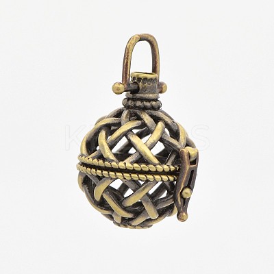 Brass Hollow Cage Pendants KK-P141-12-1