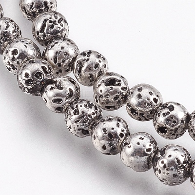 Electroplate Natural Lava Rock Beads Strands G-I200-17-1