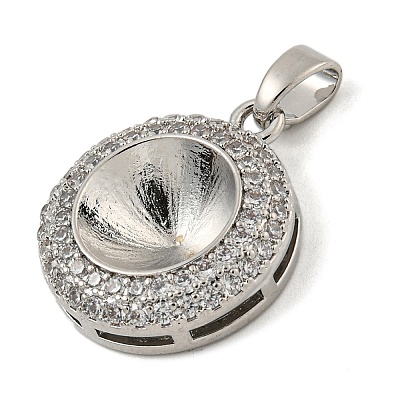 Brass Micro Pave Clear Cubic Zirconia Pendants KK-N254-118P-01-1