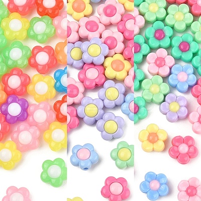 30Pcs Two Tone Opaque Acrylic Beads SACR-YW0001-83-1