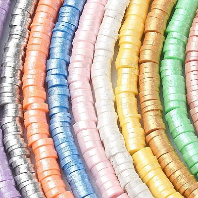 10 Strands 10 Colors Handmade Polymer Clay Beads Strands CLAY-YW0001-90-1