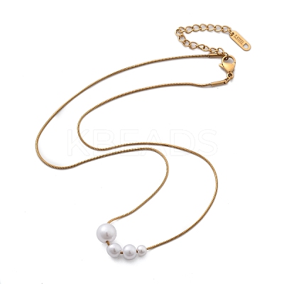 White Plastic Pearl Graduated Round Beads Pendant Necklaces NJEW-P320-21G-1