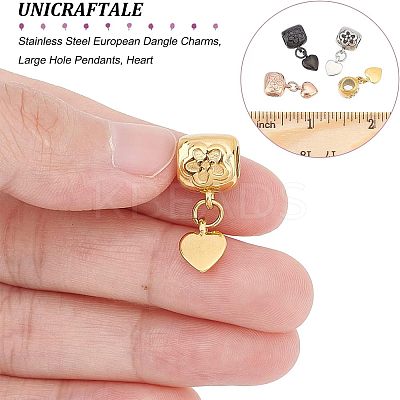 4Pcs 4 Colors 304 Stainless Steel European Dangle Charms STAS-UN0037-41-1