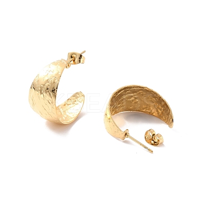 Ion Plating(IP) 304 Stainless Steel Chunky C-shape Stud Earrings EJEW-P198-05G-1