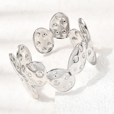 Hammered 304 Stainless Steel Cuff Bangles for Women BJEW-T030-03P-1