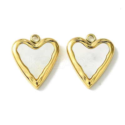 Ion Plating(IP) 304 Stainless Steel Pave Shell Pendants FIND-Z028-28G-1