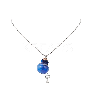4Pcs 4 Color Lucky Bag Shape Glass Cork Bottles Pendant Necklaces Set NJEW-TA00067-1