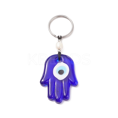 Handmade Lampwork Blue Evil Eye Keychain Key Ring KEYC-JKC00385-1
