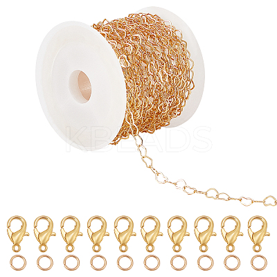 15.9~16.4 Feet Brass Heart Link Chains DIY-CA0002-22-1