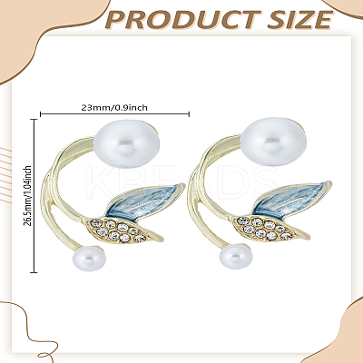 1Pair Leaf Alloy Rhinestone Stud Earrings EJEW-LP0008-026-1