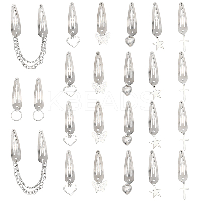 24Pcs 7 Style Iron Snap Hair Clips BJEW-GL0001-09-1