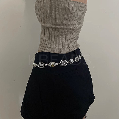 Tibetan Style Alloy Rectangle Oval Link Chain Belts for Women FS-WGA0700-01-1