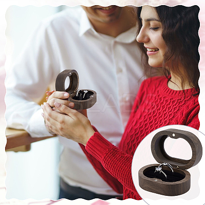 Oval Wood Wedding Ring Storage Boxes with Velvet Inside CON-WH0107-32-1