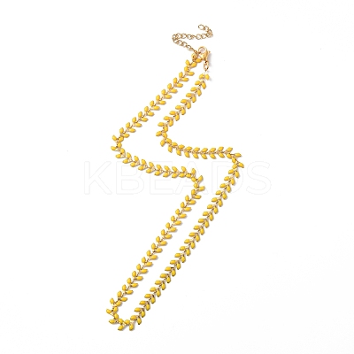 Enamel Ear of Wheat Link Chain Necklace NJEW-P220-02G-08-1