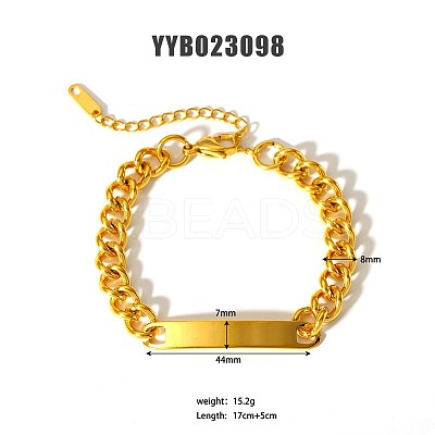 Simple 304 Stainless Steel Curb Chains ID Bracelets for Summer Beach PM6439-17-1