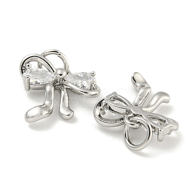 Brass with Clear Cubic Zirconia Charms with Jump Rings KK-Q820-09P-1