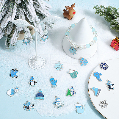 36Pcs 18 Styles Christmas Zinc Alloy Enamel Pendants FIND-SC0011-71-1