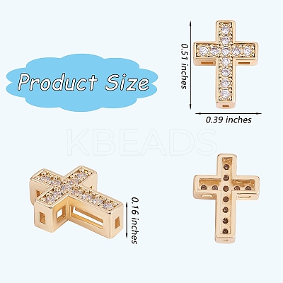 10Pcs Brass Micro Pave Clear Cubic Zirconia Beads FIND-SZ0005-97-1