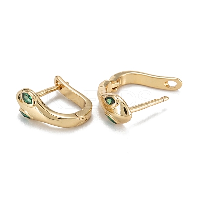 Snake Sparkling Cubic Zirconia Hoop Earrings for Girl Women EJEW-H126-25G-A-1